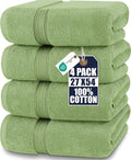 Utopia Towels 4 Pack Premium Bath Towels Set, 27 by 54 Inches, 100% Ring Spun Cotton 600GSM, Lightweight and Highly Absorbent Quick Drying Towels, Perfect for Daily Use, Sage Green