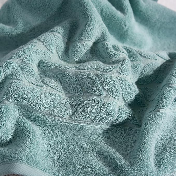 BAGNO MILANO Organic Turkish Cotton Bath Towels, Luxury Jacquard Collection, Certified Organic Highly Absorbent, Soft-Plush Towel Set (Mint, 4 Pcs Hand Towel Set)