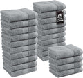 Lane Linen Wash Cloths Set of 24- Spa & Salon Quality - 100% Ring Spun Cotton Face Cloths - Soft & Ultra Absorbent Washcloths for Body, Beauty, Home, Gym - Fingertip Towels - 13"x13", Cool Grey Towels
