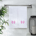 Monogrammed Hand Towels for Bathroom Makeup, Personalized Turkish Cotton Towel with Embroidery, Gift for Weddings, Housewarming, Anniversaries, and Bridal Showers, Set of 2 (Hot Pink, Initial G)