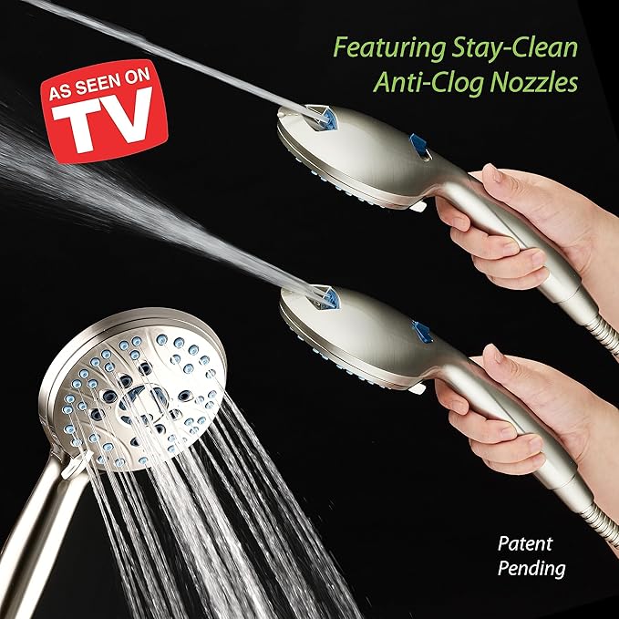 Hotel Spa AquaCare for California As-Seen-On-TV High Pressure Handheld Rain 50-mode 3-way Shower Head Combo, Anti-clog Jets, 2-mode Tub & Pet Power Wash, Wall Bracket, 6 ft. Stainless Steel Hose