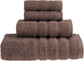 HALLEY Turkish Towels Set (4 Pieces) 650 GSM Highly Absorbent Super Soft 100% Cotton - 1 Bath Towel 1 Hand Towel 2 Washcloths (Brown)