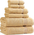 Superior Luxury Cotton Bath Towel - 6 Piece Set, Premium Egyptian Cotton Towels, Gold