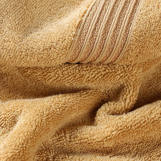 Superior Egyptian Cotton 8-Piece Hand Towel Set, Towel Basics for Quick Dry, Absorbent Small Towels, Facial, Spa, Kitchen, Bathroom Essentials, Apartment, Guest Bath, Soft, Washcloth, Gold