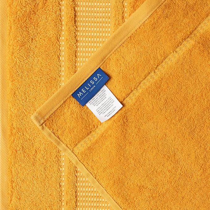 Melissa Linen, Fingertip Towels 4 Pack, 100% Turkish Cotton, Small Hand Towels for Body and Face, 12 x 18 in, Soft and Absorbent, Quick Dry, (Yellow Fingertip Towels)