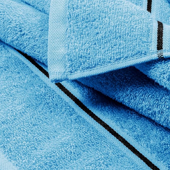 MyOwn Cotton 2 Pack Oversized Bath Towel Set 28x55 inches, Large Bath Towels, Ultra Absorbant Compact Quickdry & Lightweight Towel, Ideal for Gym Travel Camp Pool - Sky Blue