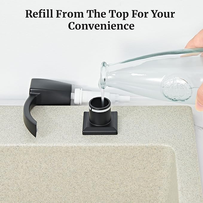 Ultimate Unicorn Kitchen Sink Soap Dispenser, Built in Soap Dispenser for Kitchen Sink, Under Sink Soap Dispenser Matte Black, ABS Plastic, with 13 Ounce Soap Bottle, U-SD001B