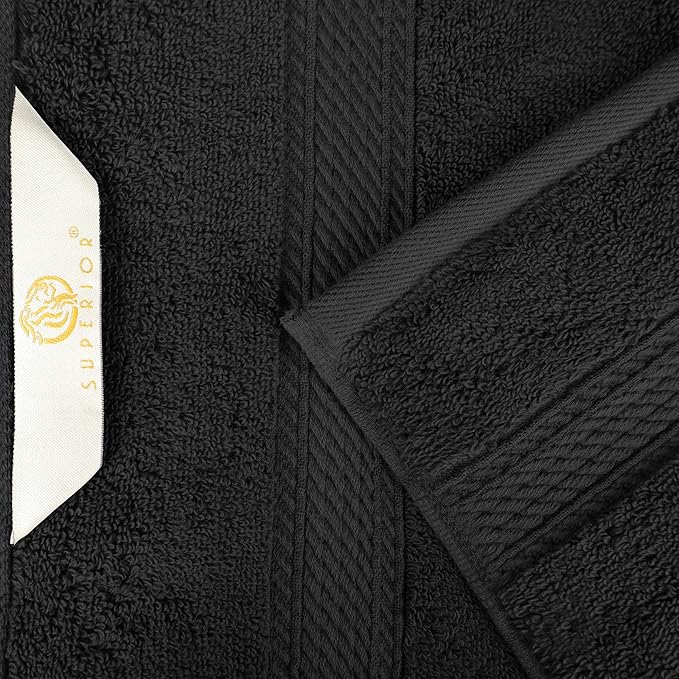 BLUENILEMILLS Madison Egyptian Cotton Towels, Towel Set for Bathroom, Shower, Hotel, Plush, 800 GSM, Highly Absorbent and Ultra-Soft Towels, Bath Essentials, 8 Piece Assorted Towel Set, Black
