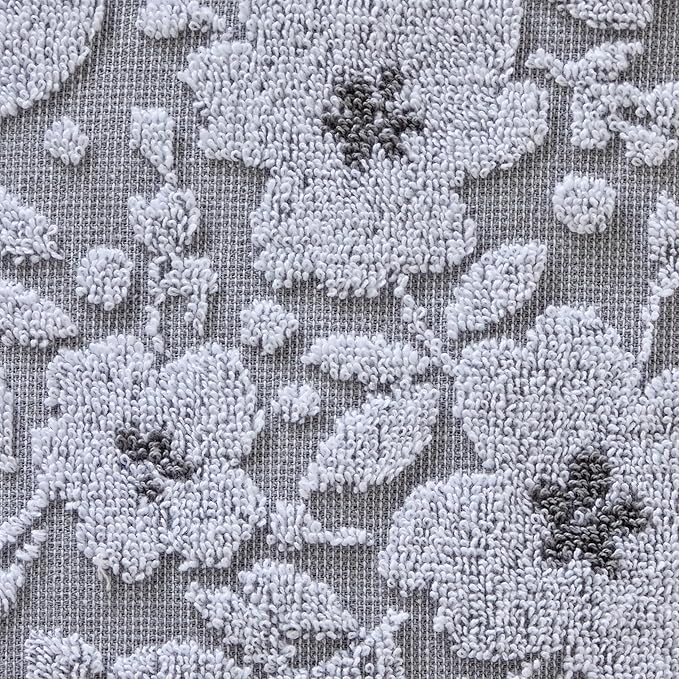 SKL Home Floral Jacquard Hand Towel Set, Gray, 2 Count
