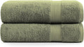 LANE LINEN 100% Ring Spun Cotton Luxury Bath Sheet 2 Pcs (35"x66") - Fade Resistant, Highly Absorbent Extra Large Bath Sheet - Oversized Bath Towels for Adults - Remains Soft After Washing - Oil Green