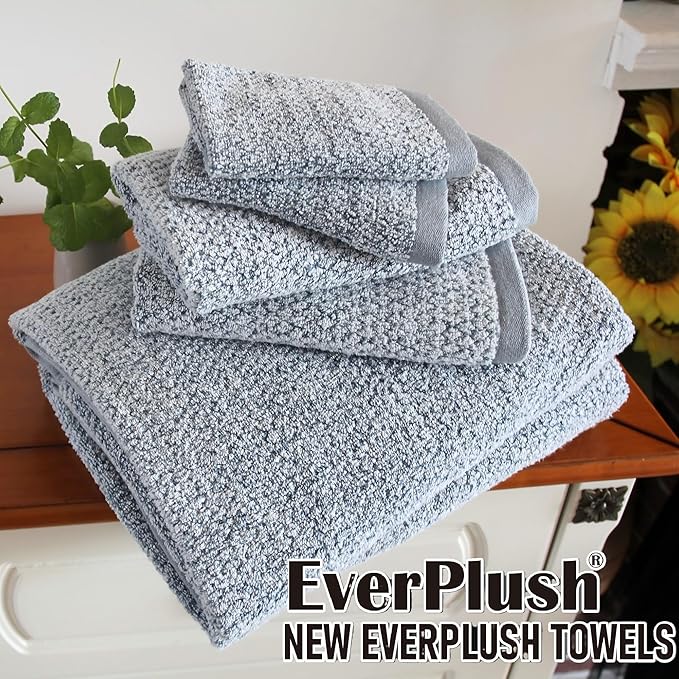 Everplush Diamond Jacquard 6 Pieces Bath Towel Set, Luxury Super Soft Oversized everplush Towels, Highly Absorbent everplush Diamond Jacquard Quick Dry Bath Towel for Bathroom Dusk