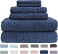 Everplush Diamond Jacquard 6 Pieces Bath Towel Set, Luxury Super Soft Oversized everplush Towels, Highly Absorbent everplush Diamond Jacquard Quick Dry Bath Towel for Bathroom Navy Blue Towel Set