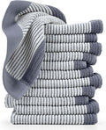 Cleanbear Wash Cloths for Showering, 12 Washcloths with Stylish Jacquard Weaved Design, Cotton Washcloth Set, 13 x 13 Inches, Gray