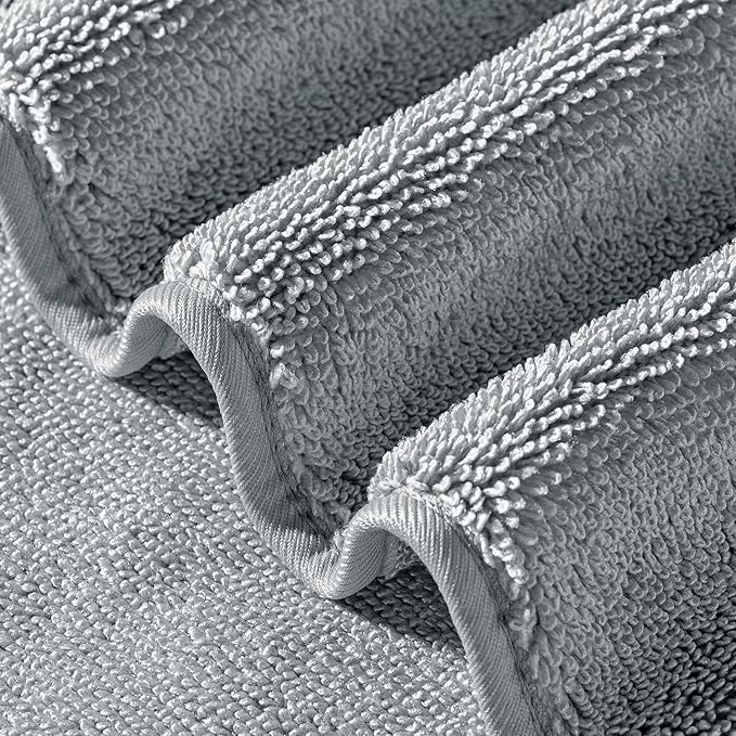 POLYTE Ring Spun Microfiber Oversize Quick Dry Lint Free Bath Towel, 60 x 30 in, Pack of 2 (Gray)