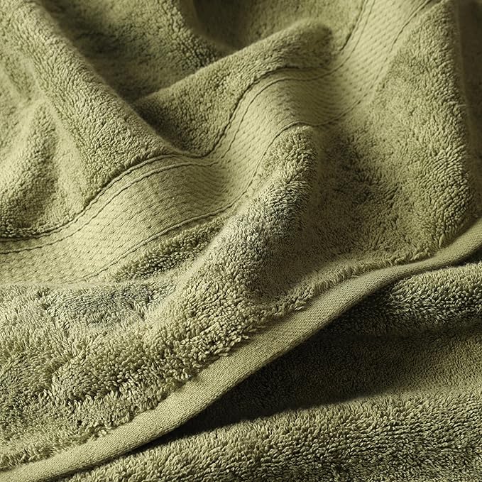 Superior Egyptian Cotton Pile 6 Piece Towel Set, Includes 2 Bath, 2 Hand, 2 Face Towels/Washcloths, Ultra Soft Luxury Towels, Thick Plush Essentials, Guest Bath, Spa, Hotel Bathroom, Forest Green