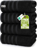 Utopia Towels 4 Pack Premium Extra Large Bath Towels Set, (30 x 60 Inches) 100% Ring Spun Cotton 500GSM, Lightweight and Highly Absorbent Quick Drying Towels, Perfect for Daily Use (Black)