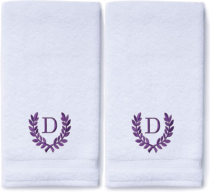 Decorative and Monogrammed Hand Towels for Bathroom Kitchen Makeup | Personalized Gift for Wedding-Bridal | Roman Font Custom Luxury Turkish Towel | Spa Collection, Oversized, 16 X 30 Inch, Set of 2