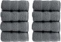 HALLEY Turkish 8 Pack Premium Washcloths (8 Pieces) 650 GSM Highly Absorbent Super Soft 100% Cotton - 8 Washcloths (Darkgray)