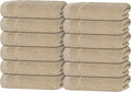 Tens Towels Pack of 12 Washcloths, 12 x 12 Inches, Lighter Weight, Quick to Dry, Super Soft & Absorbent, Gentle Face Towels, Hotel Quality, Perfect for Bathroom, Gym, Spa (Beige, 12 Pack)