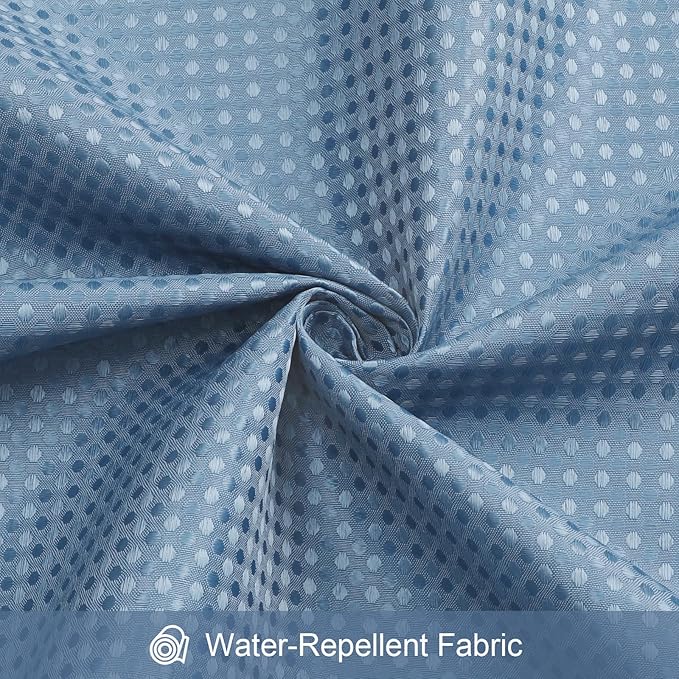 3 in 1 Shower Curtain Set, Moonlight Blue Waffle Shower Curtain and PEVA Liner Set with 12 Stainless Steel Shower Curtain Hooks, Fabric Cloth Shower Curtains for Bathroom, 72 W x 72 H
