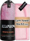 illusion Small Microfiber Gym Towels for Men and Women Active Sports (32" L x 16''W)-Lightweight Quick Dry Gym Towel for Sweat-Workout Towels Ideal for Yoga, Camping, Running, and Outdoor Activities
