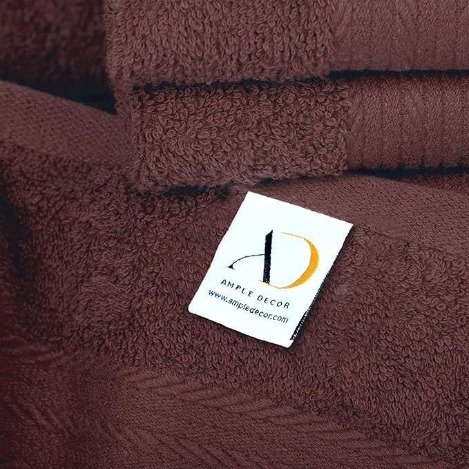 Ample Decor Wash Cloths Pack of 50 12 X 12 Inch 100% Cotton 600 GSM,Soft Absorbent, Machine Washable Face Towels, Oeko Tex Certified Reusable Fingertip Towels for Bathroom, Hotel, Gym, Spa - Brown