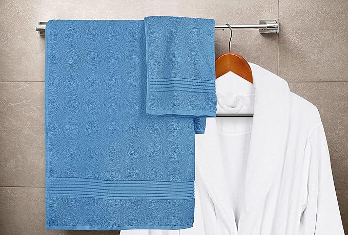 Utopia Towels 8 Piece Premium Towel Set, 2 Bath, 2 Hand, and 4 Washcloths, 100% Ring Spun Cotton, Highly Absorbent Towels for Bathroom, Sports, and Hotel, Electric Blue