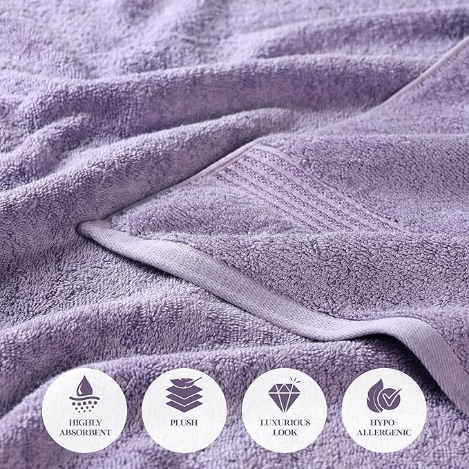 Superior Egyptian Cotton 2-Piece Bath Sheet Towel Set, Oversized Body Towels For Adults And Kids, Large Towel For Bath, Shower, Guest Bathroom, Spa, Gym, Resort, Essentials, Airbnb, Royal Purple