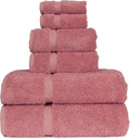 Luxury Hotel & Spa Collection, Quick Dry 100% Turkish Cotton, 700 GSM, Eco Friendly Towel, Bathroom and Kitchen Dobby Border Towels, 2-Bath Towel, 2-Hand Towel, 2-Washcloth (Bundle Set of 6, Pink)