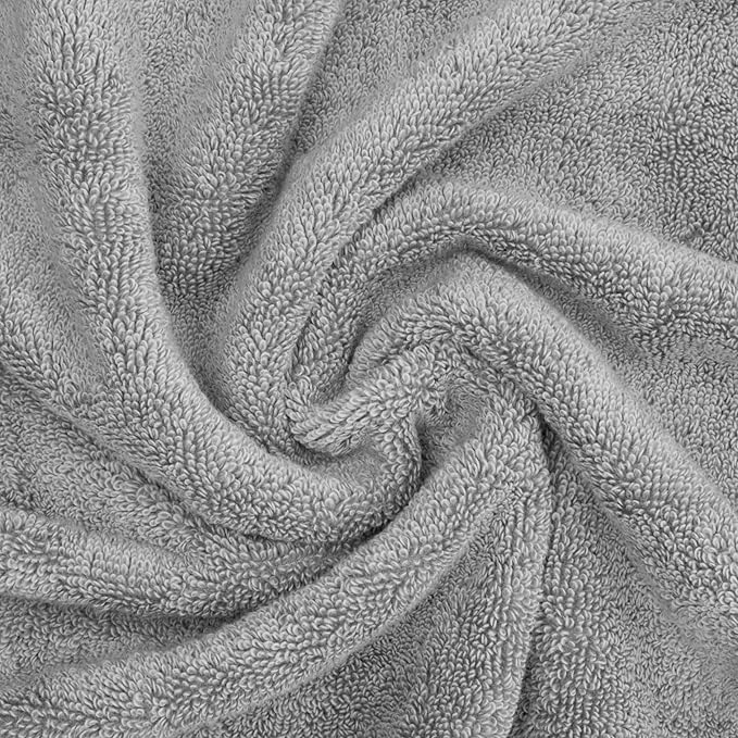 American Soft Linen Salem 100% Cotton Turkish 4 Piece Hand Towels for Bathroom, 600 GSM Soft Absorbent Quickdry Hand Face Towel Set, Cool Grey