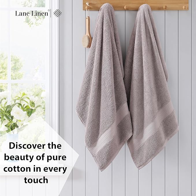 LANE LINEN 100% Mercerized Cotton Bath Sheets Set of 4 (35"x66") - Premium Quality Ring Spun Tech, Eco Friendly Extra Large Towel Sets - Oeko-TEX Certified, Daily Use Bathroom Towels - Platinum