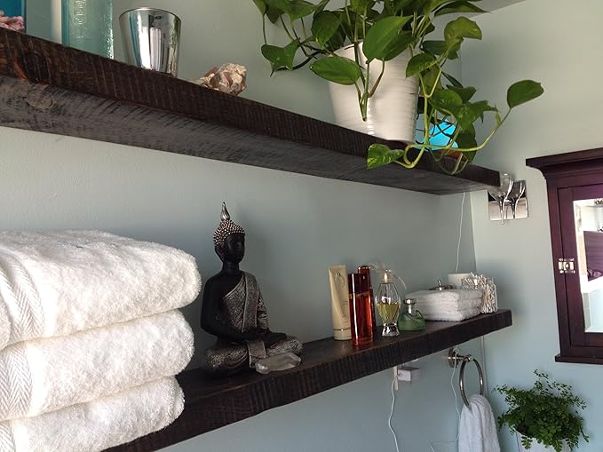 joelsantiques 72 Inch Wooden Floating Shelves for Wall - 72x10x2 in - Made of Natural Wood - Long Heavy Duty Rustic Fireplace Mantel & Book Shelf - Perfect for Living Room - Mocha