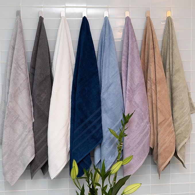 Mosobam Luxury Turkish Towels Set of 12 Washcloths 13X13 Light Grey (Gray) 700 GSM Bamboo Viscose & Aegean Turkish Combed Cotton