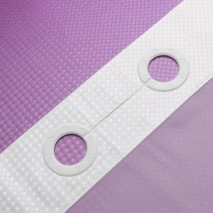Gibelle No Hook Waffle Weave Shower Curtain with Snap-in Fabric Liner Set for Bathroom, Hotel Style with Mesh Top Window, Waterproof & Washable, Ombre Purple, 72x74