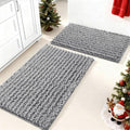 Yimobra Bathroom Rugs Sets 2 Piece - Quick Dry Extra Thick Luxury Chenille Bath Mat, Non Slip Super Absorbent for Tub Shower Sink, Machine Washable Shaggy Floor Mat, 32"x20"+24"x17" Inch, Grey