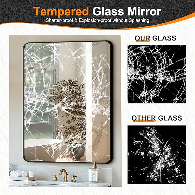 Delma Bathroom Vanity Mirror, Black Framed Bathroom Mirror for Over Sink, High-Definition Bathroom Mirror, Versatile Bathroom Vanity Mirror, Hangs Horizontally or Vertically(30x40, Black)