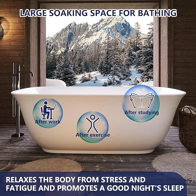 59" Acrylic Free Standing Tub, Stand Alone Tub, Freestanding Bathtub, Soaking Bathtub, cUPC Certified, PE(Glossy White)