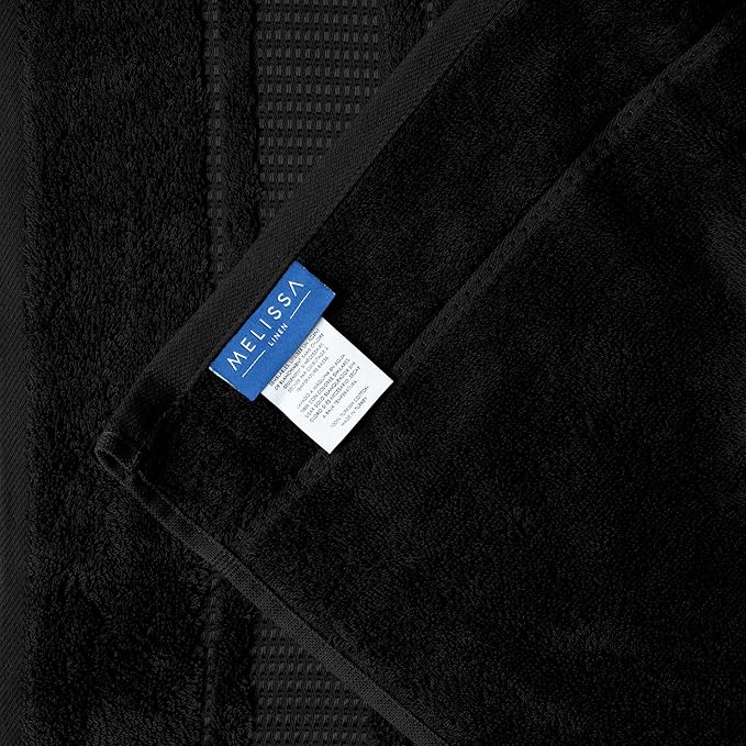 Melissa Linen, 8 Piece Towel Set, 2 Bath Towel 2 Hand Towel 4 Fingertip Towels, Cotton Towels for Bathroom and Kitchen, Absorbent, Quick Dry, Durable and Soft, Jet Black
