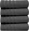 Hearth & Harbor Bath Towels for Bathroom - 100% Ring Spun Cotton Luxury Bathroom Towels - Soft & Highly Absorbent 4 Bath Towels, Gray