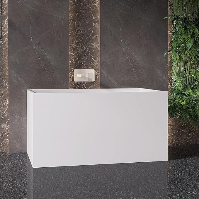 47" Acrylic Freestanding Bathtubs, Stand Alone Tub, Japanese Soaking Tubs for Bathroom, Integrated Overflow and Drain, cUPC Certified, Gloss White