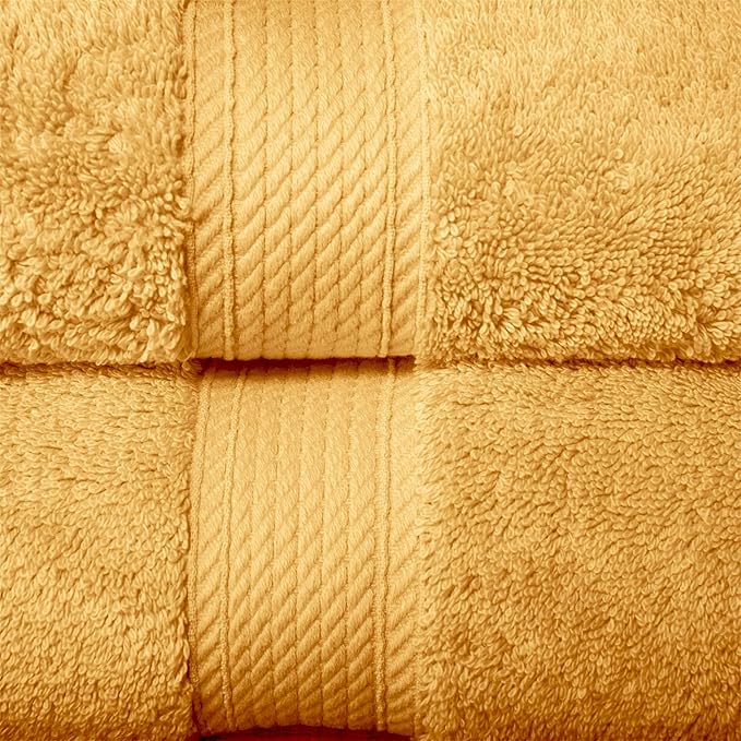 BLUENILEMILLS Madison Egyptian Cotton Towels, Towel Set for Bathroom, Shower, Hotel, Plush, 800 GSM, Highly Absorbent and Ultra-Soft Towels, Bath Essentials, 6 Piece Assorted Towel Set, Gold