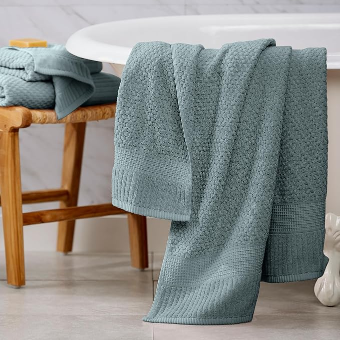 NY Loft 100% Cotton 2 Pack Bath Sheet Towel Set | Extra Large Oversize Bath Towels | Absorbent & Quick-Dry | Textured and Durable Cotton | Stormy Sea