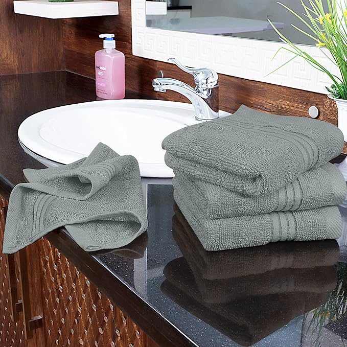Utopia Towels 12 Pack Premium Wash Cloths Set, 12 by 12 Inches, 100% Cotton Ring Spun, Highly Absorbent and Soft Feel Washcloths for Bathroom, Spa, Gym, and Face, Cool Grey