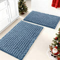 Yimobra Bathroom Rugs Sets 2 Piece - Quick Dry Extra Thick Luxury Chenille Bath Mat, Non Slip Super Absorbent for Tub Shower Sink, Machine Washable Shaggy Floor Mat, 32"x20"+24"x17" Inch, Denim Blue