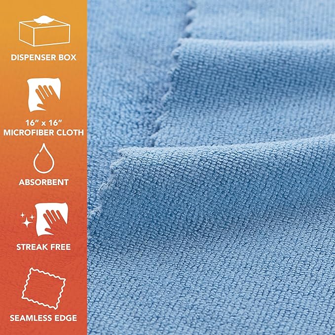 Arkwright Smart Rags in Box - (Pallet of 8000) Lint Free, Large Microfiber Cleaning Cloth, Scratch & Streak-Free, Dispensable Wash Towels for Cars, Kitchen, and Window Glass, 16 x 16 in, Blue