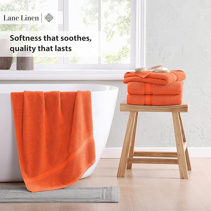 LANE LINEN Luxury 12 Piece Bath Towel Set - 100% Cotton, Rust Color, Absorbent, Quick Dry, Soft, Oeko-Tex Certified, Satisfaction Guarantee