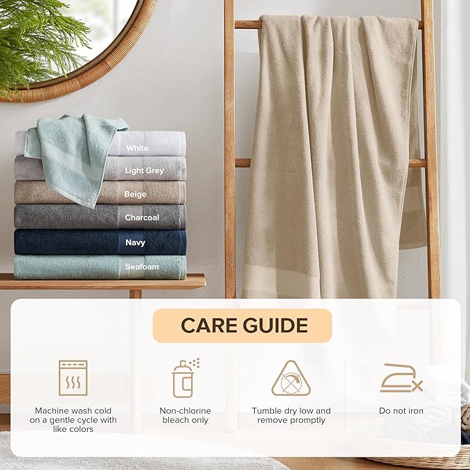 Comfort Spaces Turkish Bath Towel Set of 4 Piece 27x54 Medium 100% Cotton Towels Highly Absorbent Soft Quick Dry Shower for Bathroom Spa Beige Tan