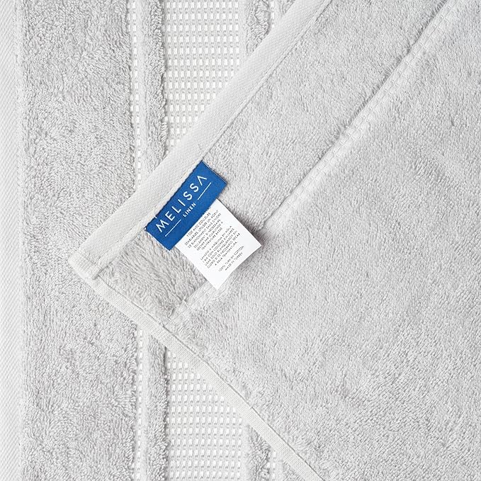 Melissa Linen, 2 Piece Hand Towel Set, 100% Turkish Cotton Face Hand Towels for Bathroom, 20 in x 35 in, Absorbent, Quick Dry, Durable and Soft, Spa and Hotel Quality, Grey