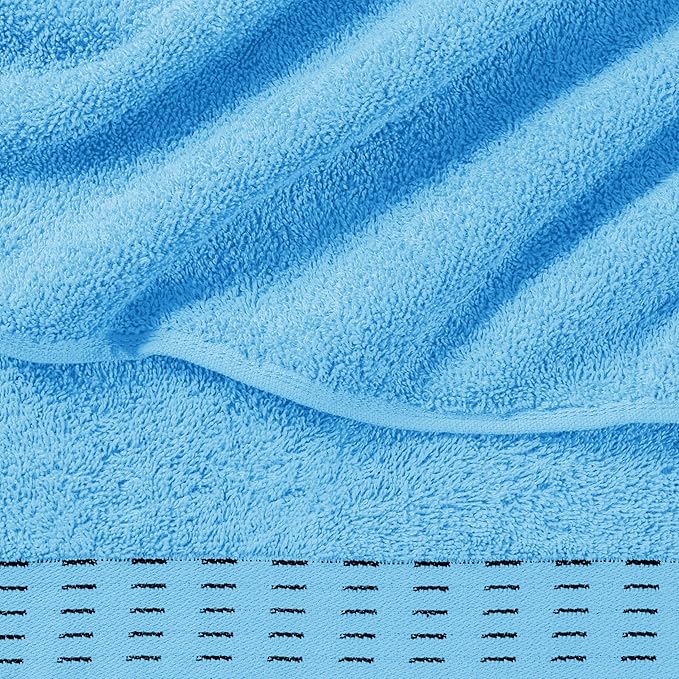 Cotton 2 Pack Oversized Bath Towel Set 28x55 inches, Large Bath Towels, Ultra Absorbant Compact Quickdry & Lightweight Towel, Ideal for Gym Travel Camp Pool - Sky Blue