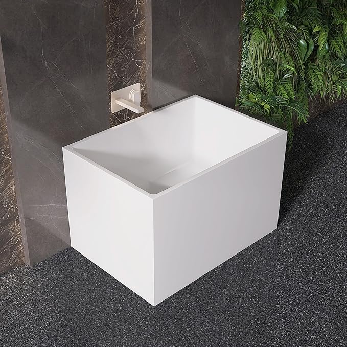 39" Acrylic Freestanding Bathtubs, Stand Alone Tub, Japanese Soaking Tub for Bathroom, Integrated Overflow and Drain, cUPC Certified, Gloss White